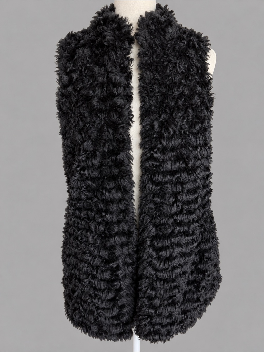 Live a Little Black Shaggy Faux Fur Vest - Excellent Condition